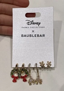 Disney x BaubleBar 2022 Christmas Sleeping Beauty Castle Mickey Earrings Set - Picture 1 of 5