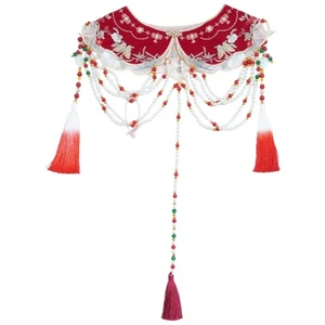 Stickerei Schmetterling Yunjian Schal Perlen Perlen Quasten uralt falscher Kragen - Bild 1 von 8