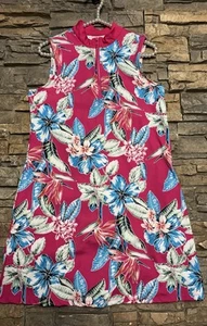 Vestido Tommy Bahama Golf Talla M Estampado Floral Hawaiano 1/4 Cremallera Bolsillos Exterior UPF - Imagen 1 de 10