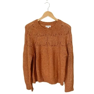 ROLLER RABBIT Velma Sweater Burnt Orange Alpaca Crew Neck Open-Knit Medium NEW - Picture 1 of 11