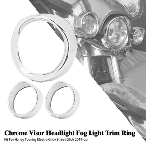 Chrom 7" Scheinwerfer 4,5" Nebelscheinwerfer Zierring Für Harley Touring 94-2025 - Picture 1 of 19