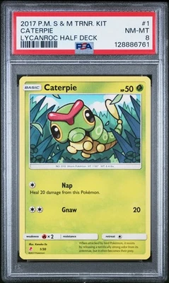2017 POKEMON SUN & MOON #1 CATERPIE PSA 8 LYCANROC DECK POP 1 NONE HIGHER - Image 1 of 2