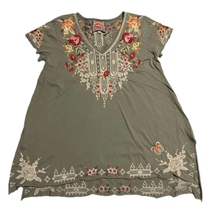 Womens Johnny Was Izora Embroidered Knit Drape Top Tortoise Vibrant Detail S - Picture 1 of 8