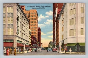 Jacksonville FL-Florida, Adams Straße mit Blick nach Osten, Levys Vintage Postkarte - Bild 1 von 2