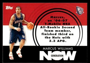 2007-08 Topps #GN29 Marcus Williams Generation Now Card New Jersey Nets - Picture 1 of 2