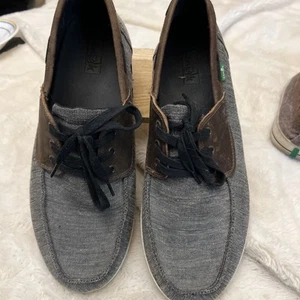 Zapatos de barco Sanuk Casa Barco gris marrón con cordones para hombre talla 11 - Imagen 1 de 5
