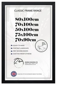 Large Poster Frame 80x100cm, 70x100cm, 50x100, 75x100cm, 70x90cm Black - Picture 1 of 40