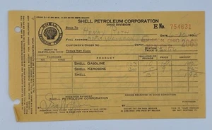 Recibo de queroseno Henry Roth Shell Petroleum Products Gas Wauseon Ohio 1932 - Imagen 1 de 3