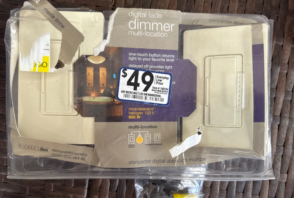 LUTRON 多位置数字褪色调光开关 MAW-603-RH-AL - 杏仁 — 第 1/4 张图片