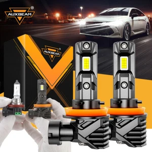 AUXBEAM H9 H11 LED Headlight Bulbs High/Low Beam CANBUS Super Bright White Lamps - Picture 1 of 10
