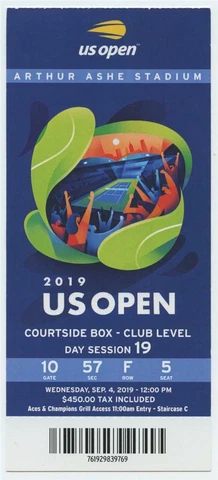 9/4 2019 US Open Tennis Courtside FULL TICKET Serena Williams Bianca Andreescu Cover