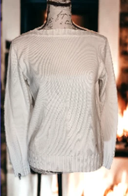 Vintage Babe Didrikson White Sweater Size Small, Italy, Sleeve Zip 100% Cotton - Image 1 of 4