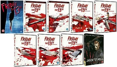 FRIDAY THE 13TH Parts 1-9 Complete Collection 1 2 3 4 5 6 7 8 9 Sealed UK R2 DVD - Image 1 of 4