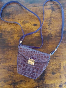 Lila Echt Leder Abendtasche mit Umhängeriemen - Bild 1 von 1