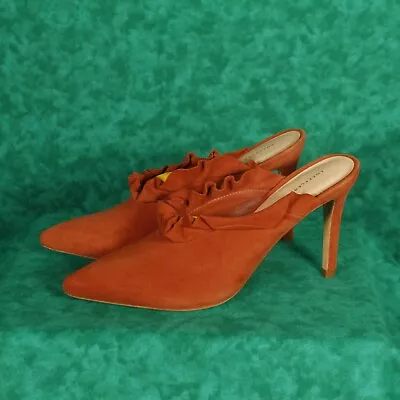 Women's Loeffler Randall Dusty Rose Suede Ruffle Stiletto Heels. NEW SIZE 8 - Image 1 of 4