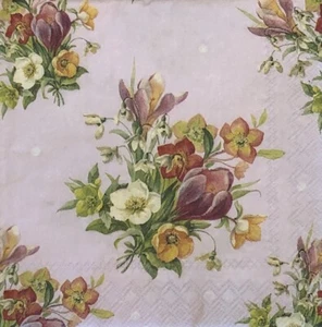 two Individual Flowers Paper Beverage Napkins Decoupage Spring Summer Crafts - Picture 1 of 3