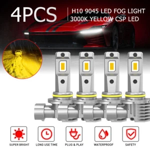 3000K Golden Yellow H10 LED Fog Light 64W High Power Daytime Running Light 4Pcs - Picture 1 of 20