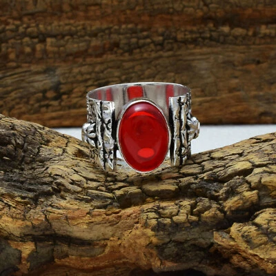 Maravilloso Rojo Onix Piedra 925 Plata de Ley Handmade Anillo Todos los Tamaños - Imagen 1 de 3