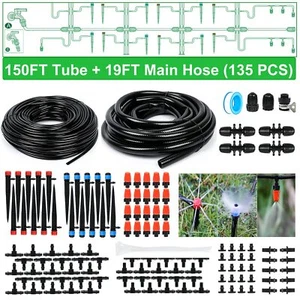 Drip Irrigation Kit 169ft Greenhouse Watering System 1/4 Inch Automatic Patio Mi - Picture 1 of 7