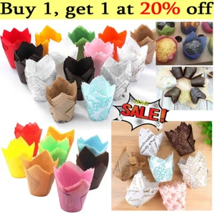 50/100pc Large Tulip Muffin Cases muffin Cupcake Wraps Wrapper Multiple Colours - Picture 1 of 26