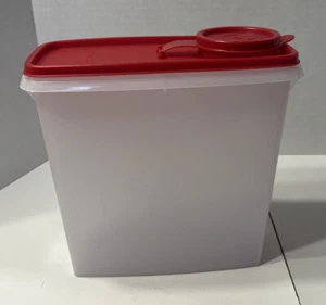 Tupperware Müslibehälter Behälter klar 469-14 mit rotem 470-20 Klappdeckel Vintage - Bild 1 von 11