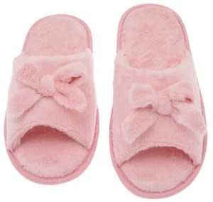 Womens Butterfly Bow Slip-On Memory Foam Slippers, Size 5-6 - Open Toe, Pink - Picture 1 of 8