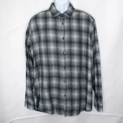 Alfani Slim Fit Plaid Button Down Shirt Mens XL Black White Long Sleeves BB15 - Image 1 of 4