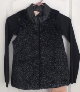 GIRLS FADED GLORY 2 PIECE SET LONG SLEEVE SHIRT SPARKLE FAUX FUR VEST SIZE 7-8 - Picture 1 of 2