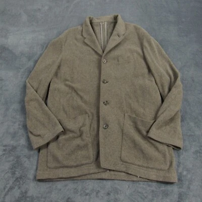 Dries Van Noten Mens 48 Brown Wool Blend Over Coat Parka Button Notch - Image 1 of 4