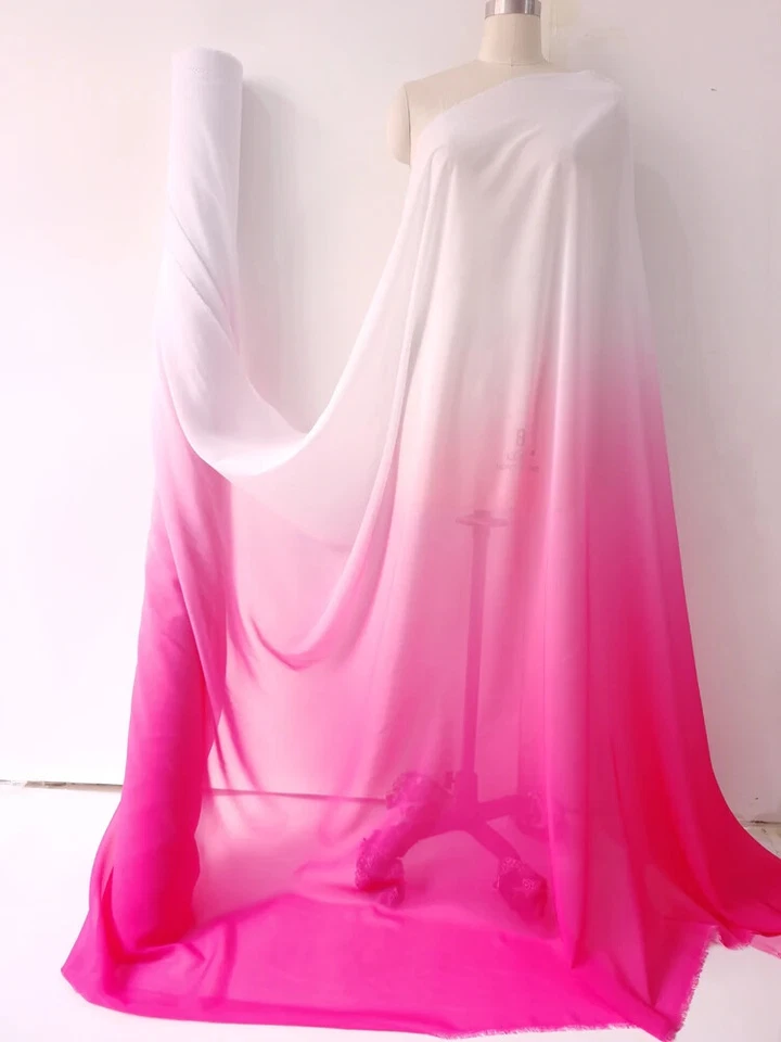 Ombre Gasa 58"" Ancho Por Yarda Gradiente Tela Gasa Material Boda Escenario Foto 1 de 4