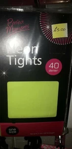 Neon Yellow Tights One Size Ladies 8o's 90's Raver - Picture 1 of 1