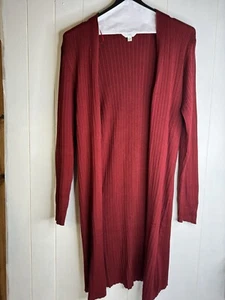 Time and True Women's Long Sleeve Cranberry Cardigan Sweater Size L  EUC - Picture 1 of 6