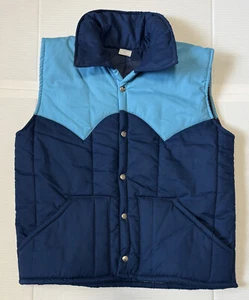 HORIZON SPORTSWEAR - Men's Vintage Blue Puffer Vest - Made in USA - Large - Picture 1 of 5