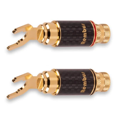 4 x Rembus HighEnd Carbon 24K vergoldete Kabelschuhe Gabelschuhe 6 - 9 mm KS-239