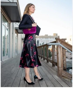 GANNI Silk Skirt Floral Print R Silk Skirt Midi size 34 US 2 Wedding Career - Picture 1 of 15