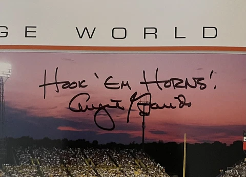TEXAS LONGHORNS Augie Garrido signed 2002 NATIONAL BASEBALL CHAMPIONS POSTER Cover