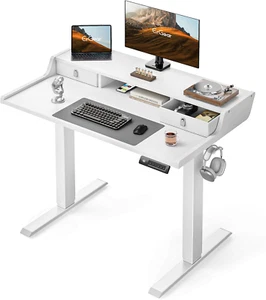 Electric Standing Desk with Drawers, 40″ X 24″ Gaming Desk with Monitor Stand, C - Picture 1 of 12