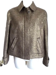 Lauren Ralph Lauren size 6 Jacket Coat Blazer Woven Brown Gold Metallic Shimmer - Picture 1 of 7