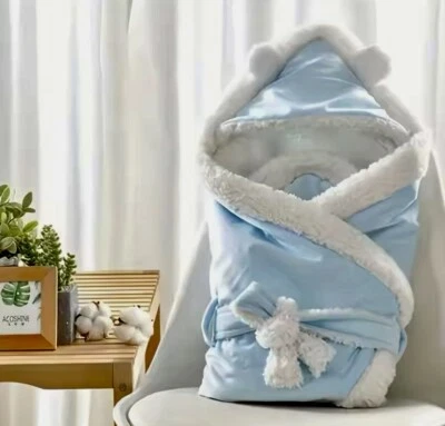 Soft fleece Swaddle / Blanket / Wrap For Babies Boys & Girls Choice Of Colour  - Image 1 of 4