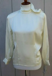 NEW $82 1980s Vintage Jones New York Ivory White Blouse Top 80s Size 2 Small - Picture 1 of 10