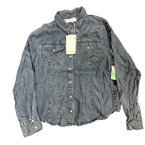 Dear John Denim Women's Blue Independence Tercel Uriah Pearl Snap Shirt - M - Picture 1 of 5