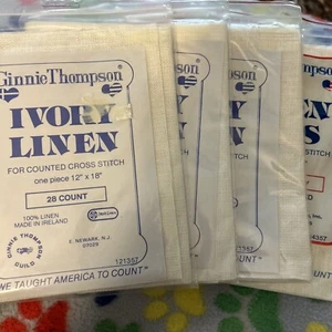 LOT ‘o 4 Irish IVORY LINEN Counted Cross Stitch 12" x 18" Ginnie Thompson 28ct - Picture 1 of 3