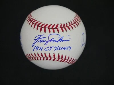 FERGIE JENKINS GREG MADDUX BRUCE SUTTER SIGNED OMLB BASEBALL INSCRIBED - JSA COA - Image 1 of 4