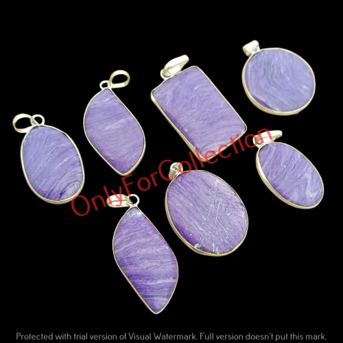 Purple Charoite Gemstone 925 Sterling Silver Plated Wholesale Pendants Lot - Image 1 of 4