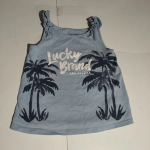 Lucky Brand Blue palm trees tank top girls 7 - Picture 1 of 6