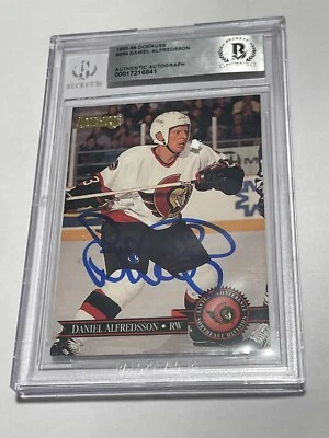 Daniel Alfredsson Signed Donruss Ottawa Senators Card IP Slabbed Beckett BAS a - Image 1 of 3