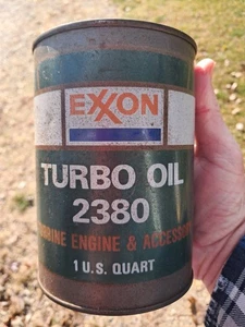 Vintage Exxon Turbo Turbine Engine Oil Quart Oil Can. Metal.  - Picture 1 of 6