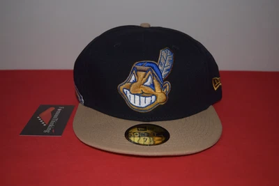 MLB New Era Cleveland Indians Chief Wahoo Blue Feather Fitted Hat ULTRA RARE - Image 1 of 4
