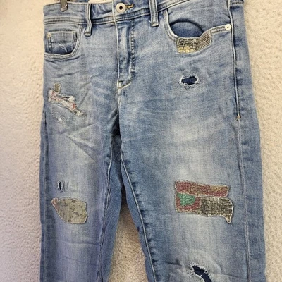 Anthropologie Pilcro And The Letterpress Slim Boyfriend Jeans Patches Size 27 - Image 1 of 4