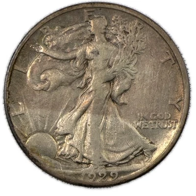 1929-D Walking Liberty Half Dollar 50C Silver VF Very Fine Denver Mint - Image 1 of 2